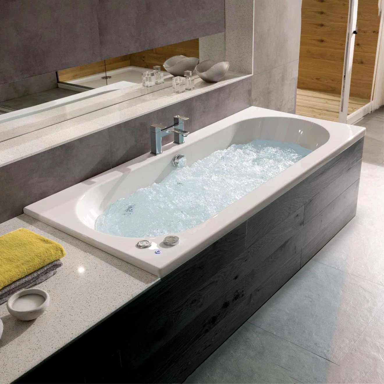Trojan Cascade Single Ended Bath with 8 Jet Whirlpool System 1600x700mm