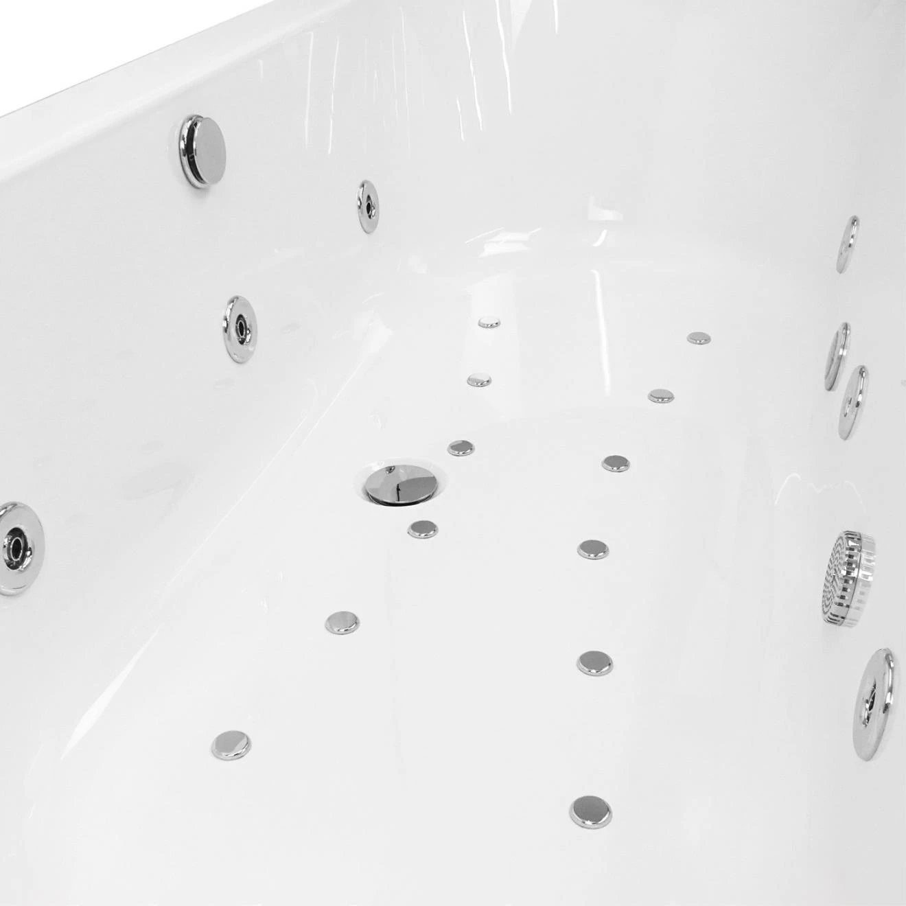 Trojancast Curved D Shaped Bath with 14 Jet Whirlpool & 12 Jet Airspa System & Light 1700x800mm