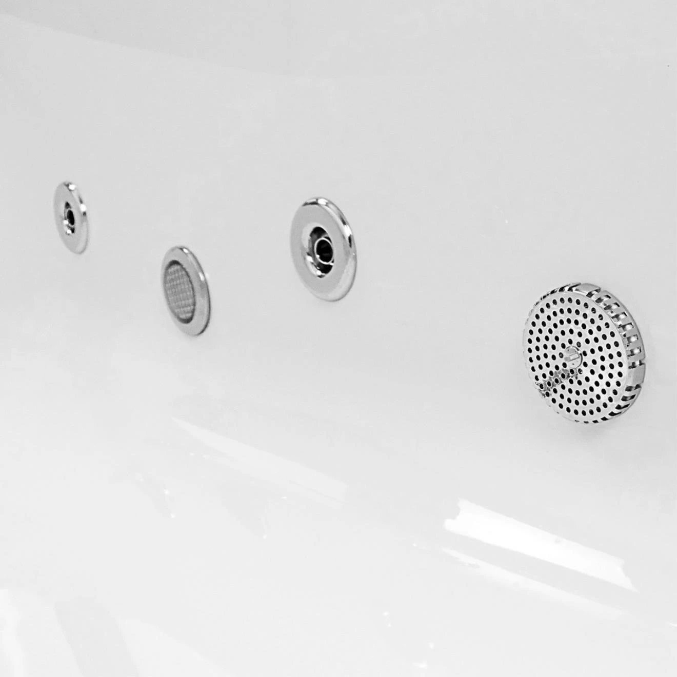 Trojancast Concert P Shaped Shower Bath with 14 Jet Whirlpool System & Light 1675x850x750mm Left Hand