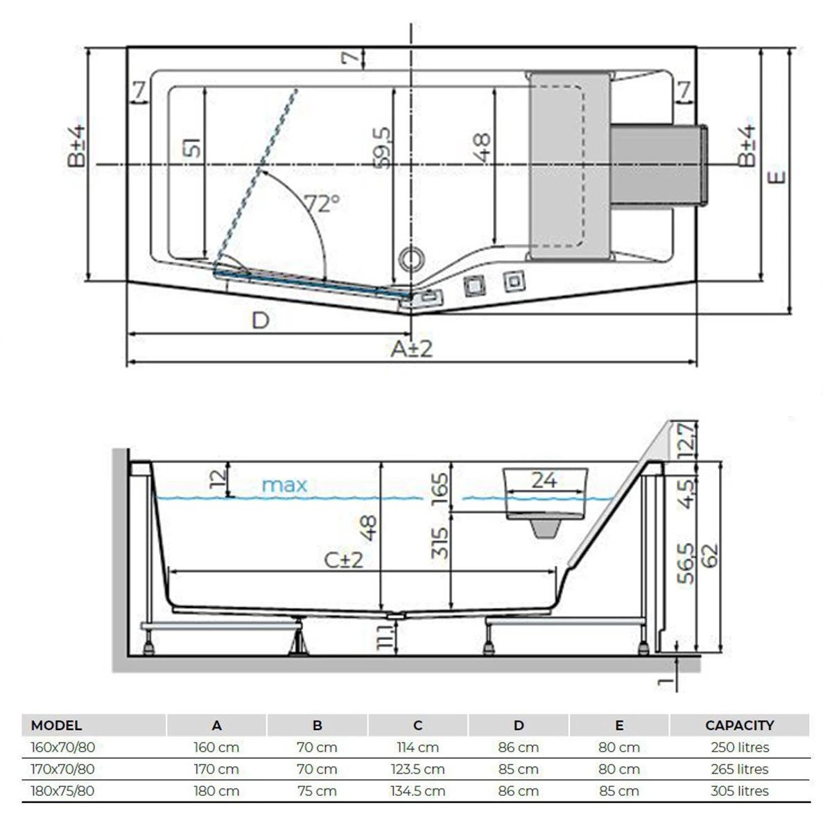 Trojan Bathe Easy Elegance Walk In Bath 1600x700 Left Hand
