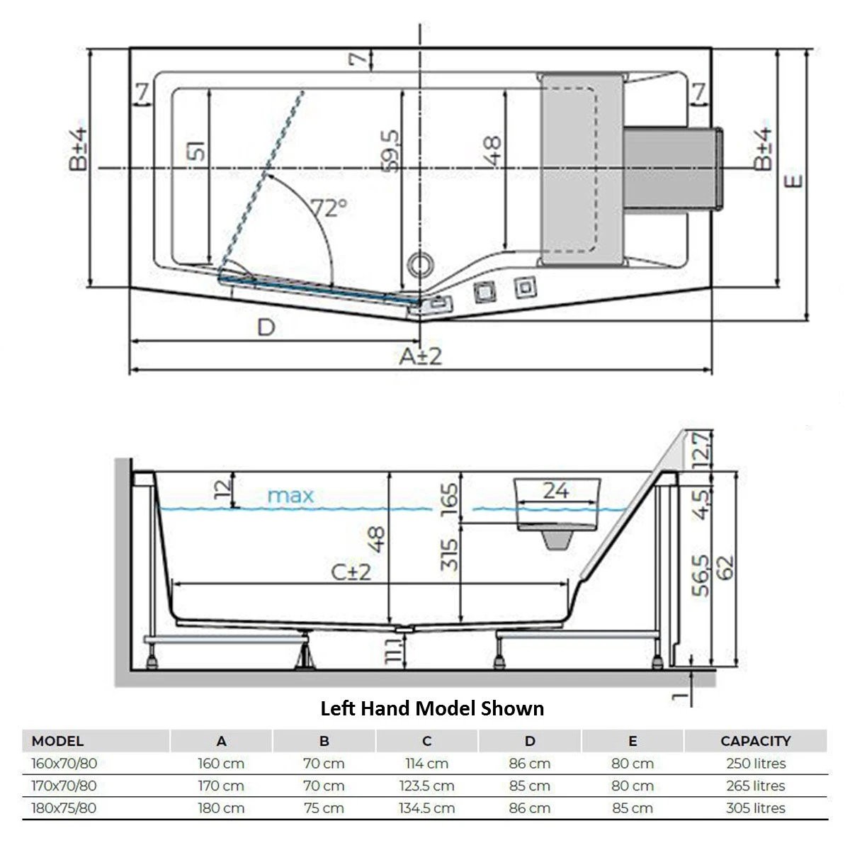 Trojan Bathe Easy Elegance Walk In Bath 1600x700 Right Hand