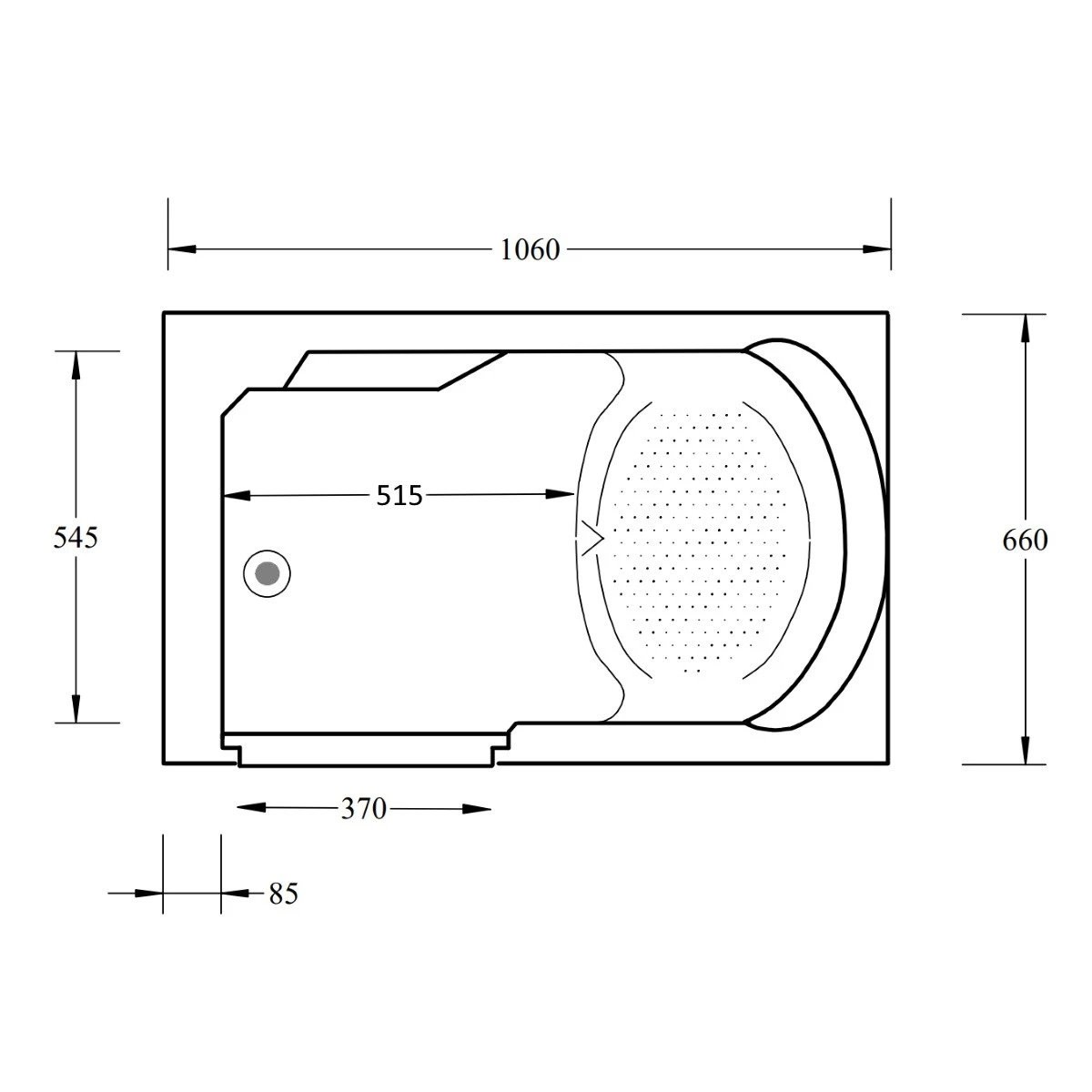 Trojan Bathe Easy Freedom Mini Walk In Bath 1060x660mm Left Hand