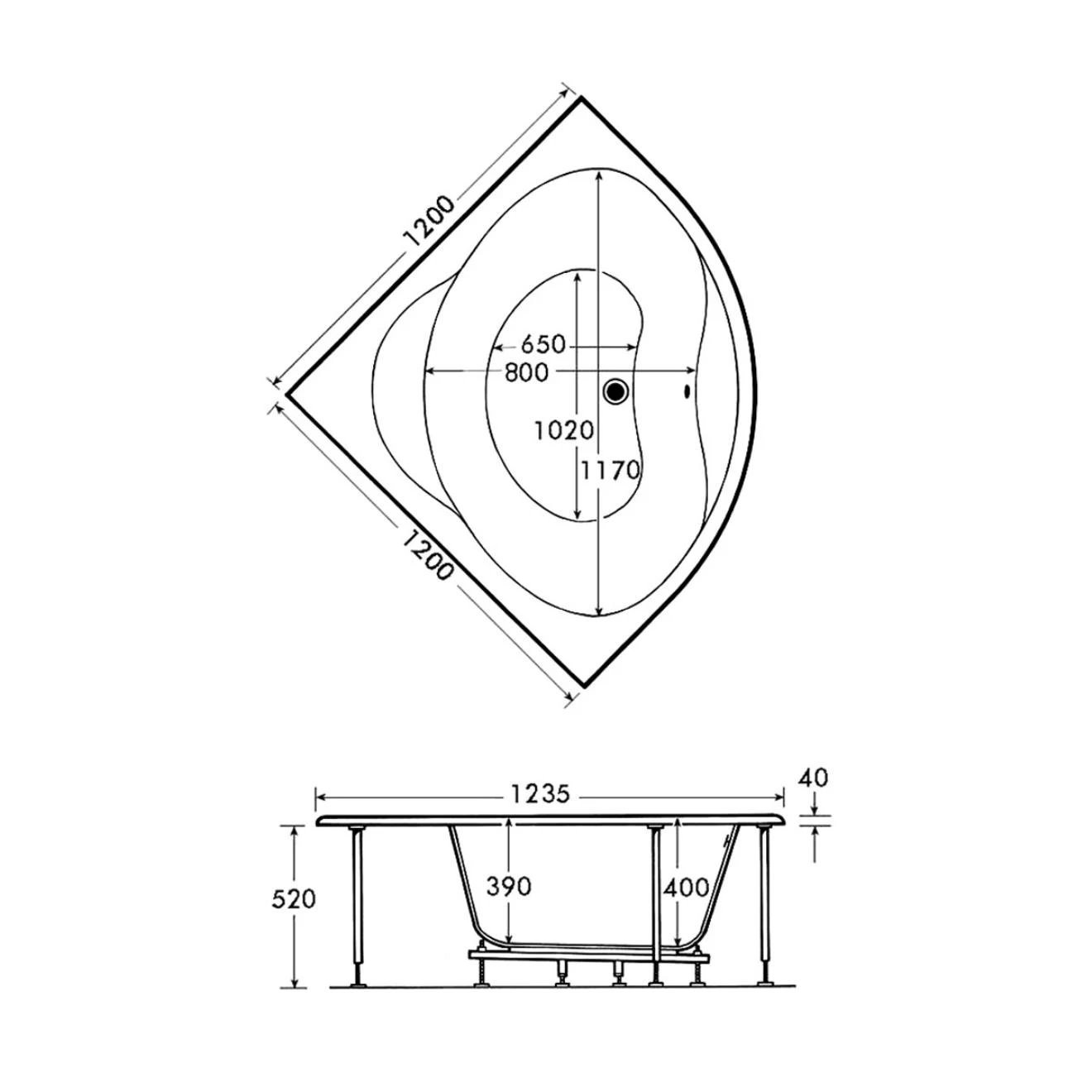 Trojan Laguna Corner Bath & Panel 1200x1200mm