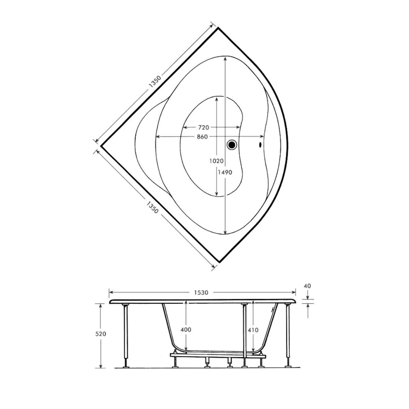 Trojan Laguna Corner Bath & Panel 1350x1350mm