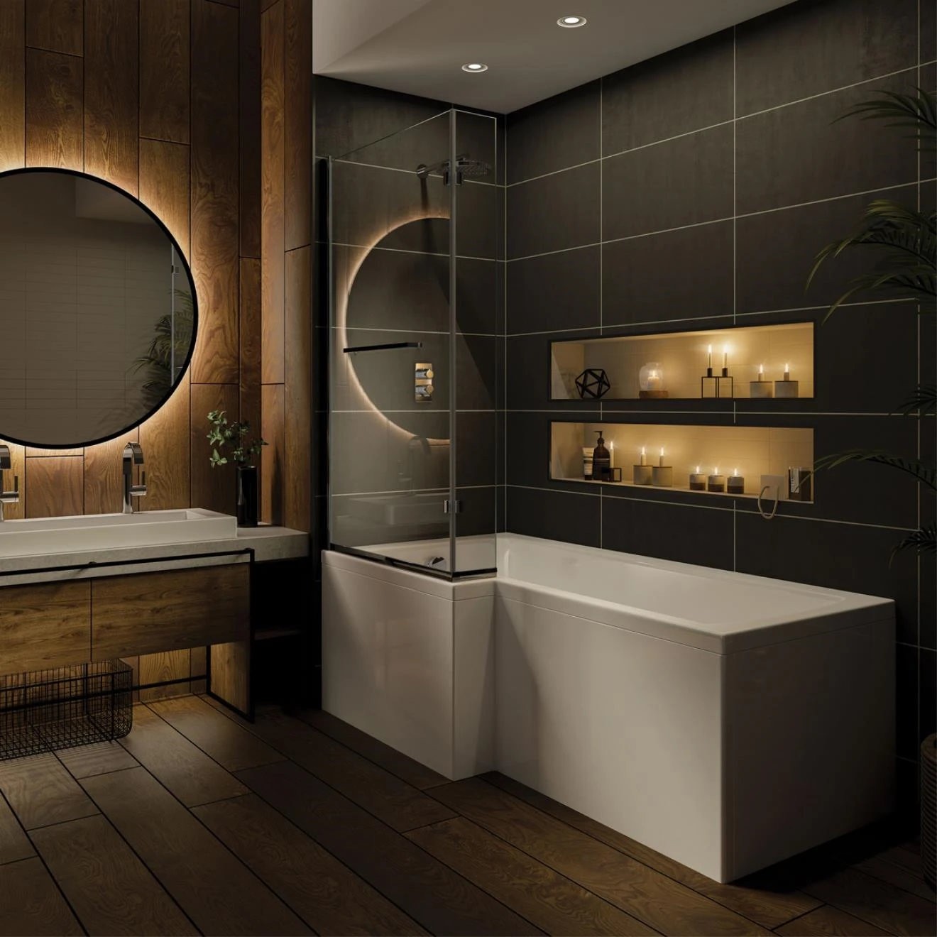 Trojancast Solarna L Shape Bath with 14 Jet Whirlpool System With Inline Heater & Light 1700x850x700mm Left Hand