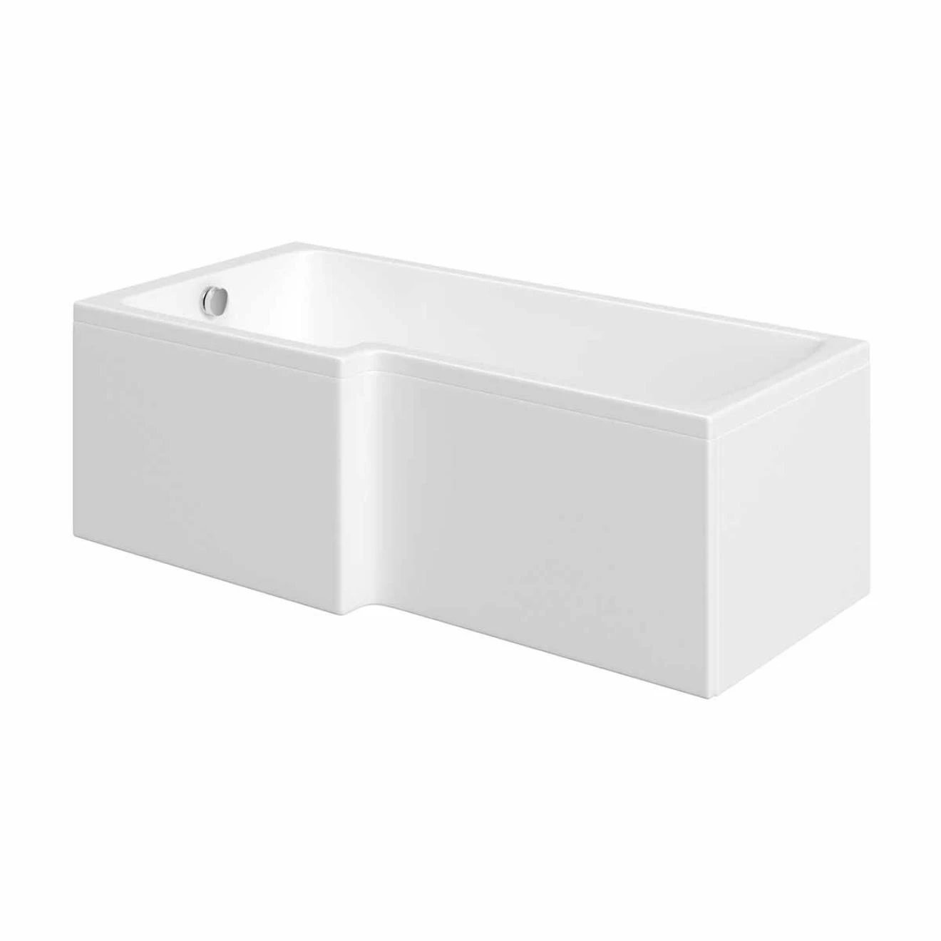 Trojancast Solarna L Shaped Shower Bath with Panel & Towel Rail Screen 1700x850x700mm Left Hand