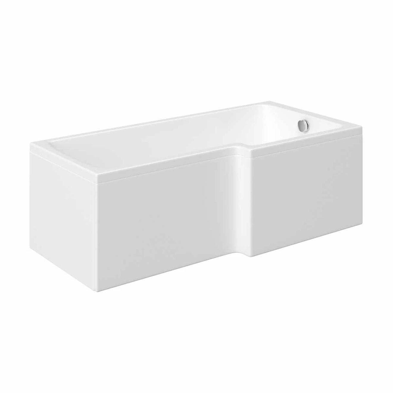 Trojan Solarna L Shaped Shower Bath with Panel & Towel Rail Screen 1700x850x700mm Right Hand