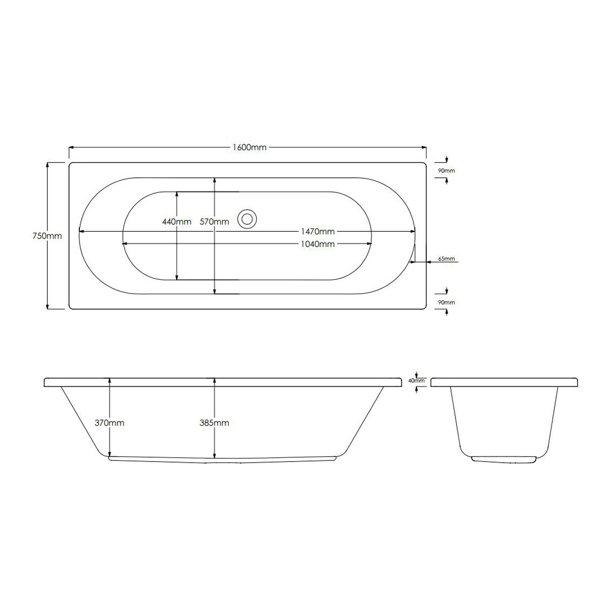 Trojancast Cascade Double Ended Bath 1600x750mm
