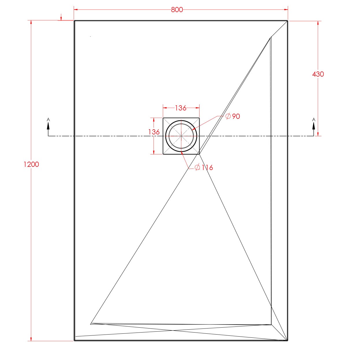 Traymate Slate Shower Tray White 1200x800mm