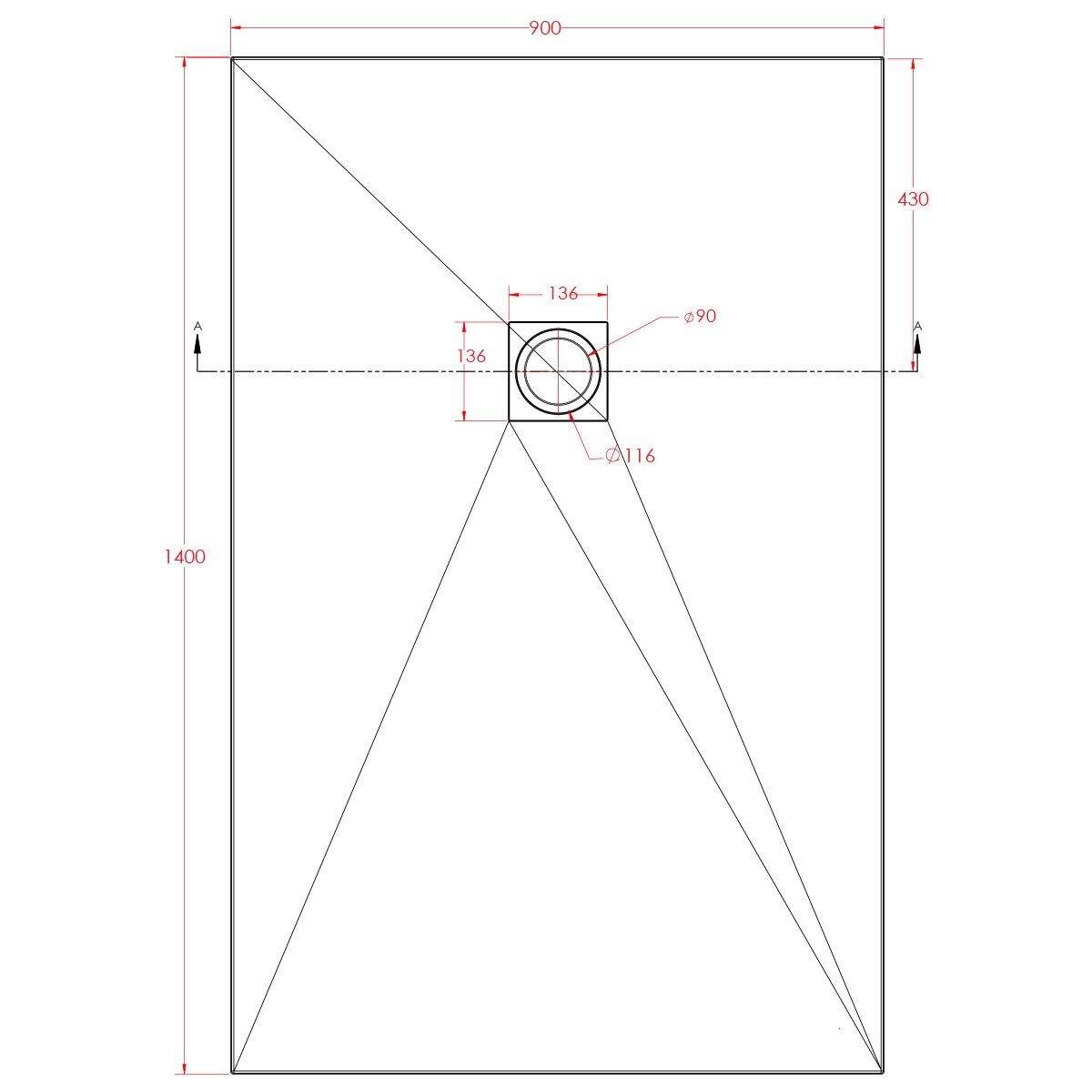 Traymate Slate Shower Tray White 1400x900mm