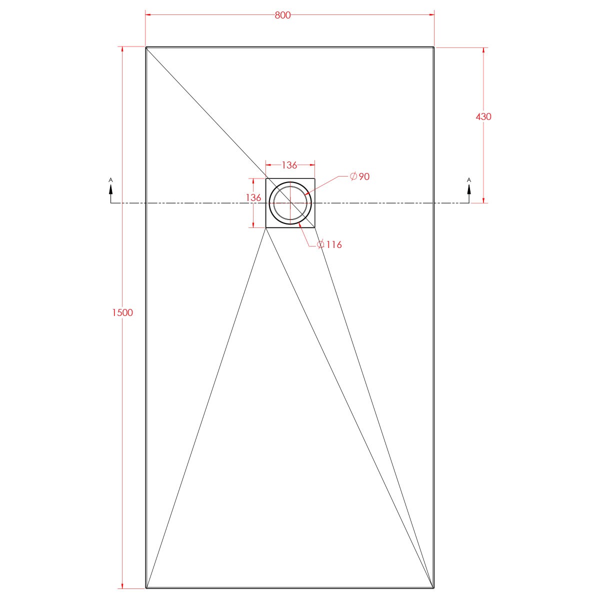 Traymate Slate Shower Tray White 1500x800mm