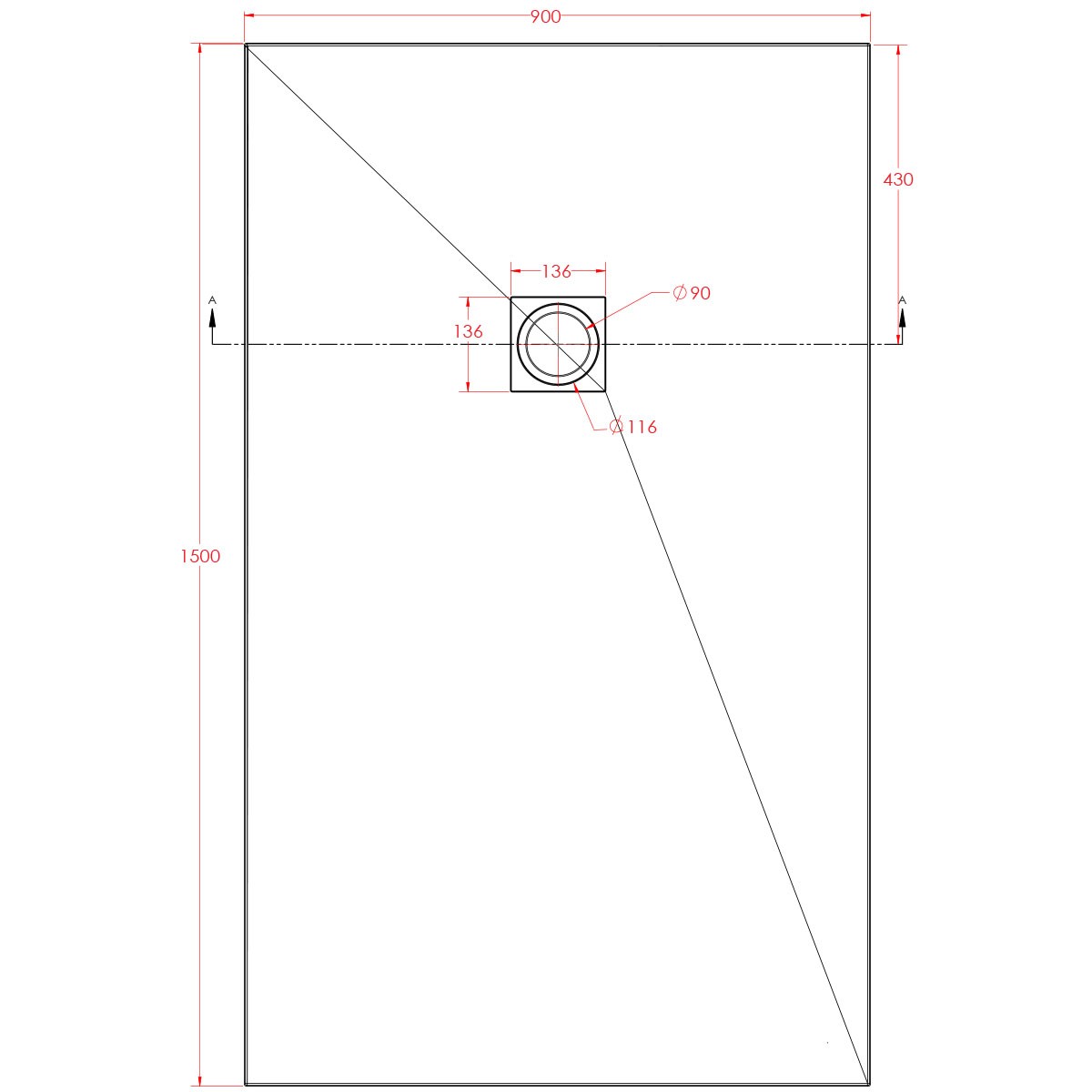 Traymate Slate Shower Tray White 1500x900mm