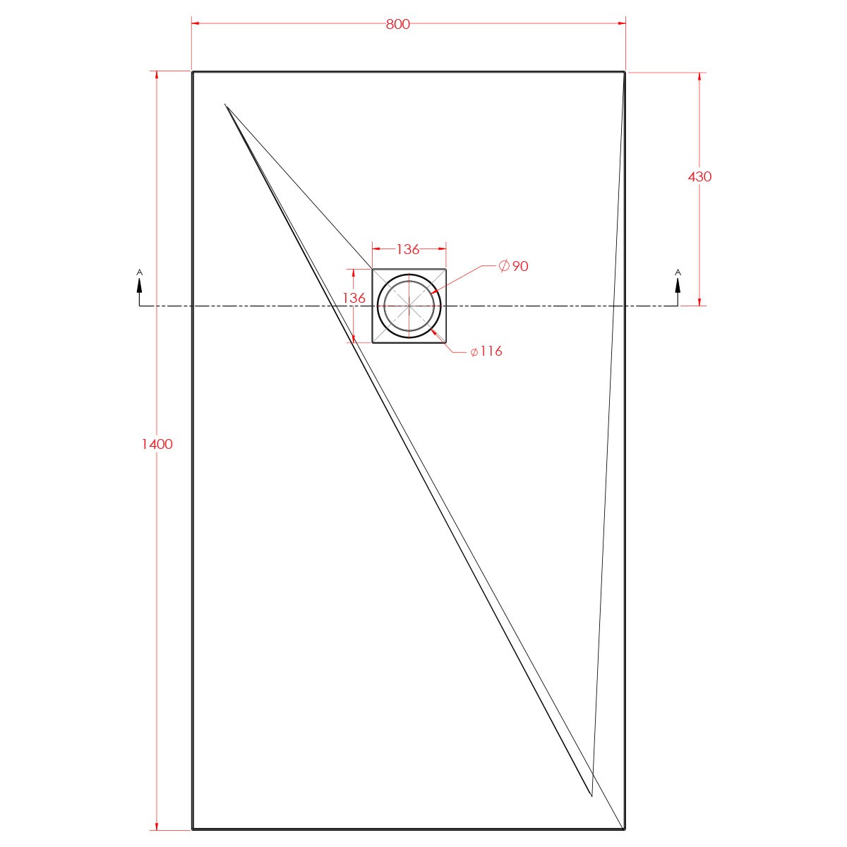 Traymate Slate Shower Tray White 1600x800mm