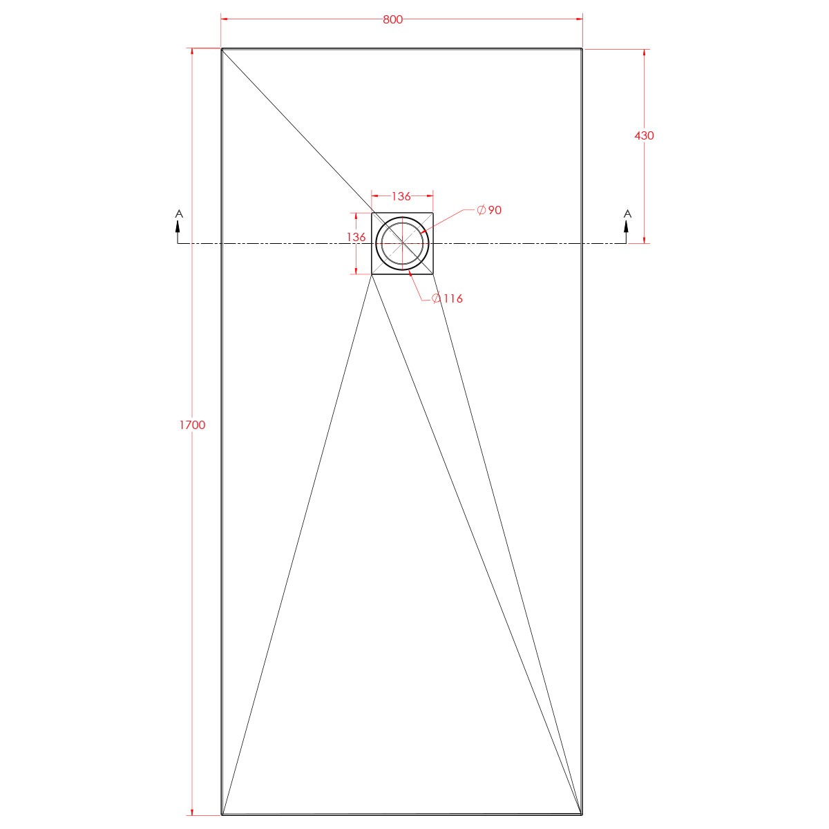 Traymate Slate Shower Tray White 1700x800mm