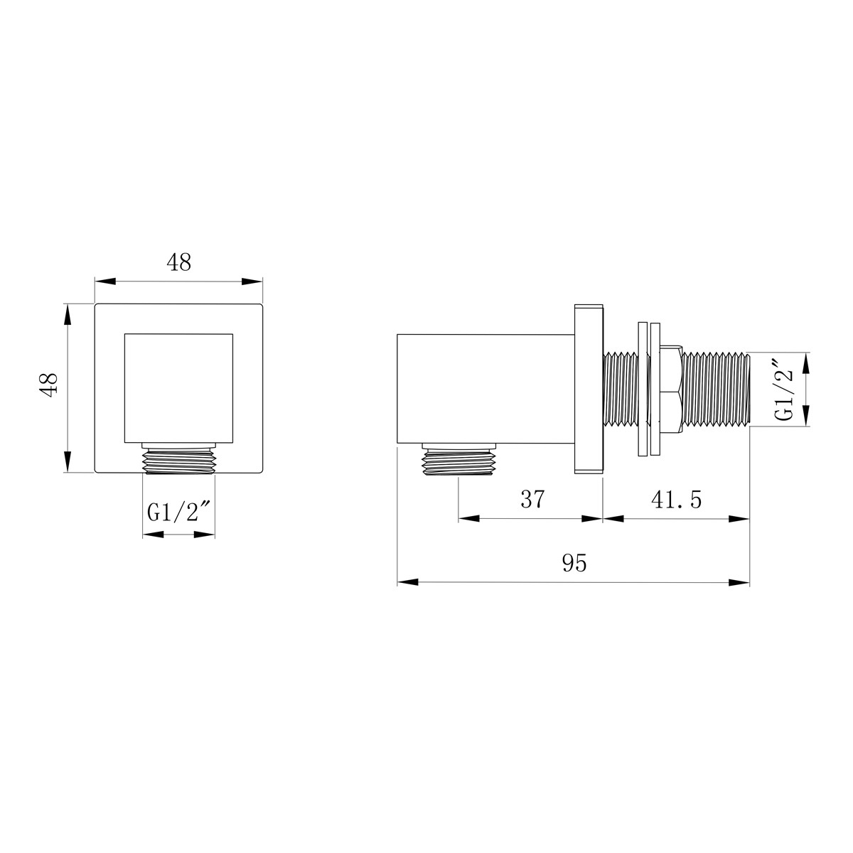Cube Chrome Wall Outlet Elbow