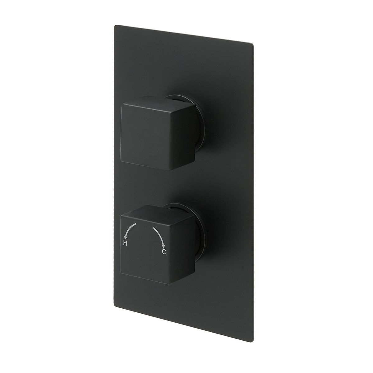 Cube Matt Black Twin Concealed Thermostatic Shower Valve