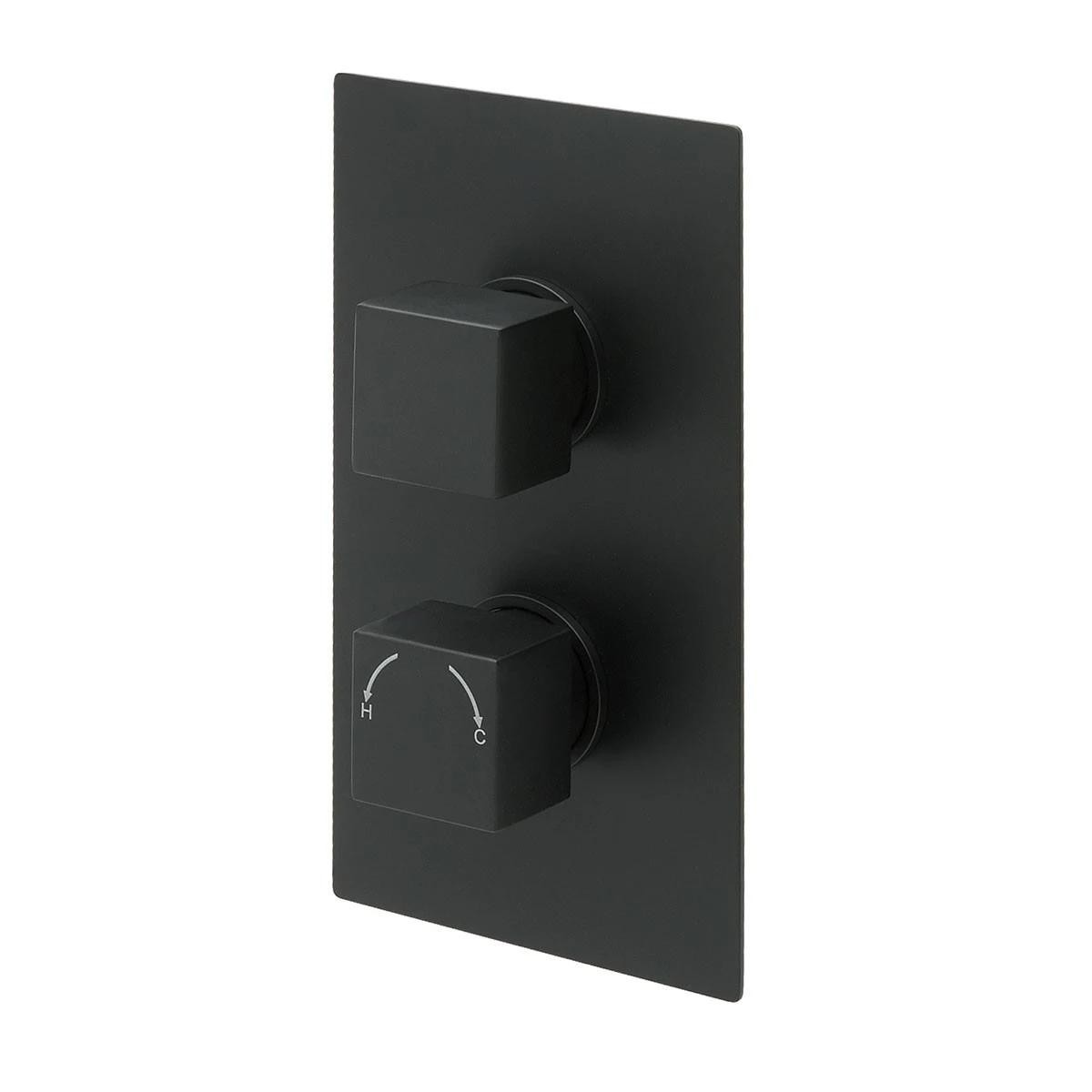 Cube Matt Black Single Function Concealed Thermostatic Shower with Slide Rail & Handset