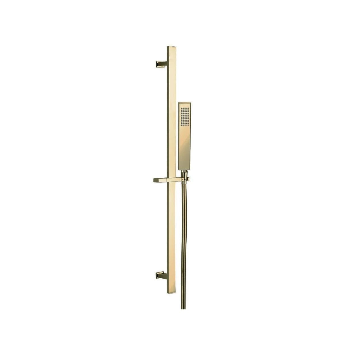 Cube Brushed Brass Single Function Concealed Thermostatic Shower with Slide Rail & Handset