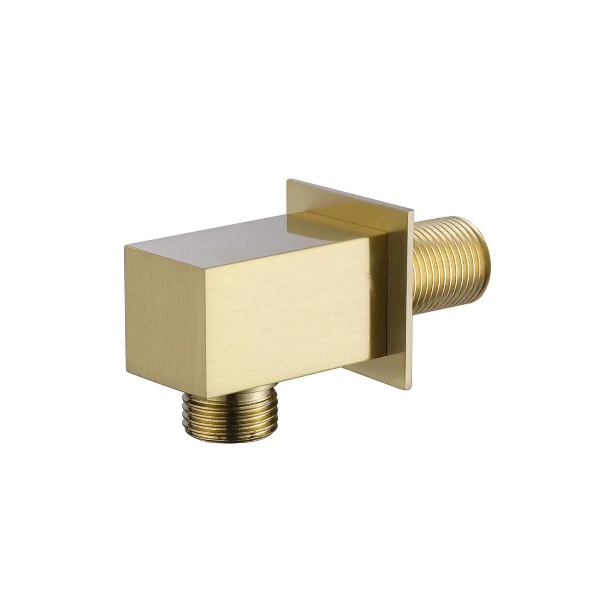 Cube Brushed Brass Single Function Concealed Thermostatic Shower with Slide Rail & Handset