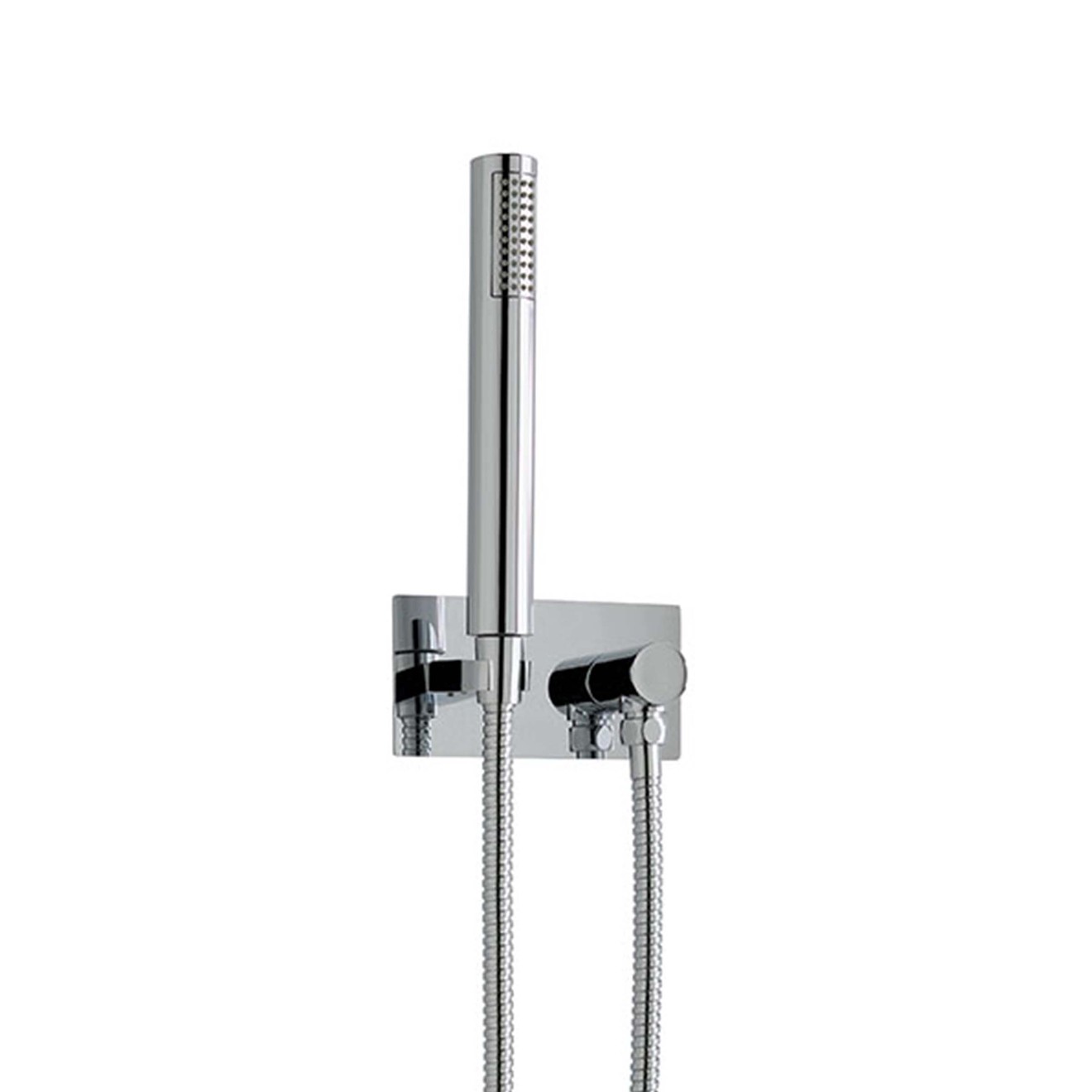 Globe Chrome Handset & Hose with Integrated Wall Elbow