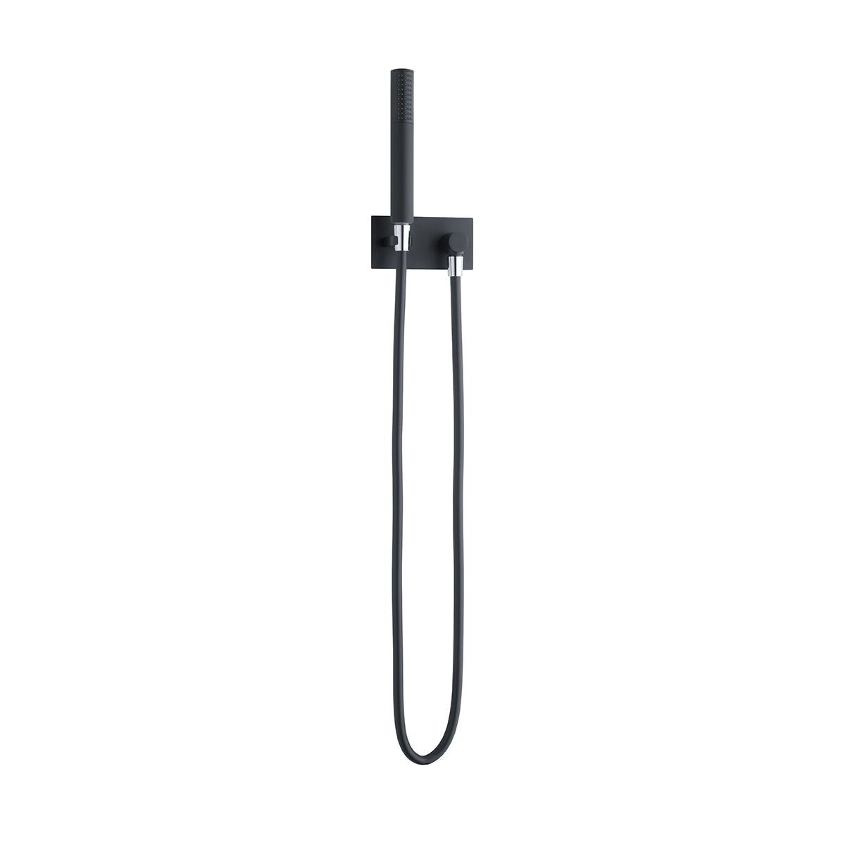 Globe Matt Black Handset & Hose with Integrated Wall Elbow