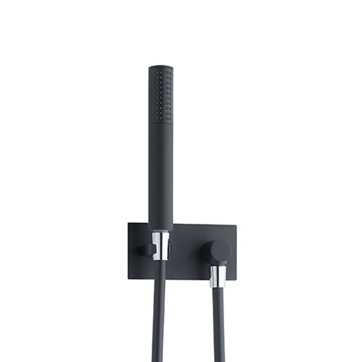 Globe Matt Black Handset & Hose with Integrated Wall Elbow