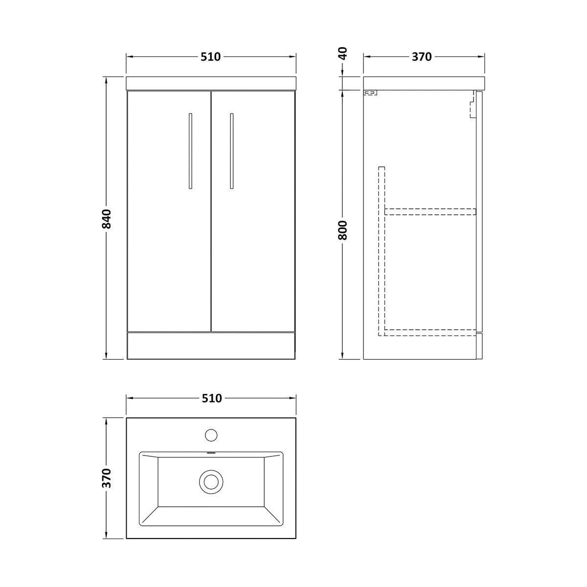 Arno Gloss White Vanity Unit & Basin 500mm