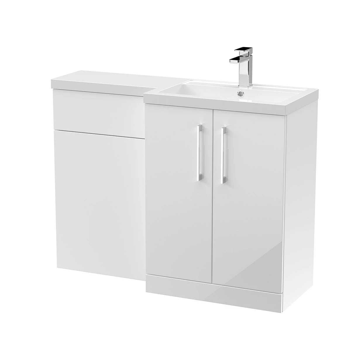 Arno Gloss White Combination Toilet & Basin Unit 1100mm Right Hand