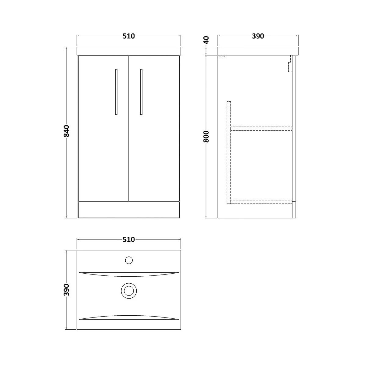 Arno Satin Grey Vanity Unit & Basin 500mm
