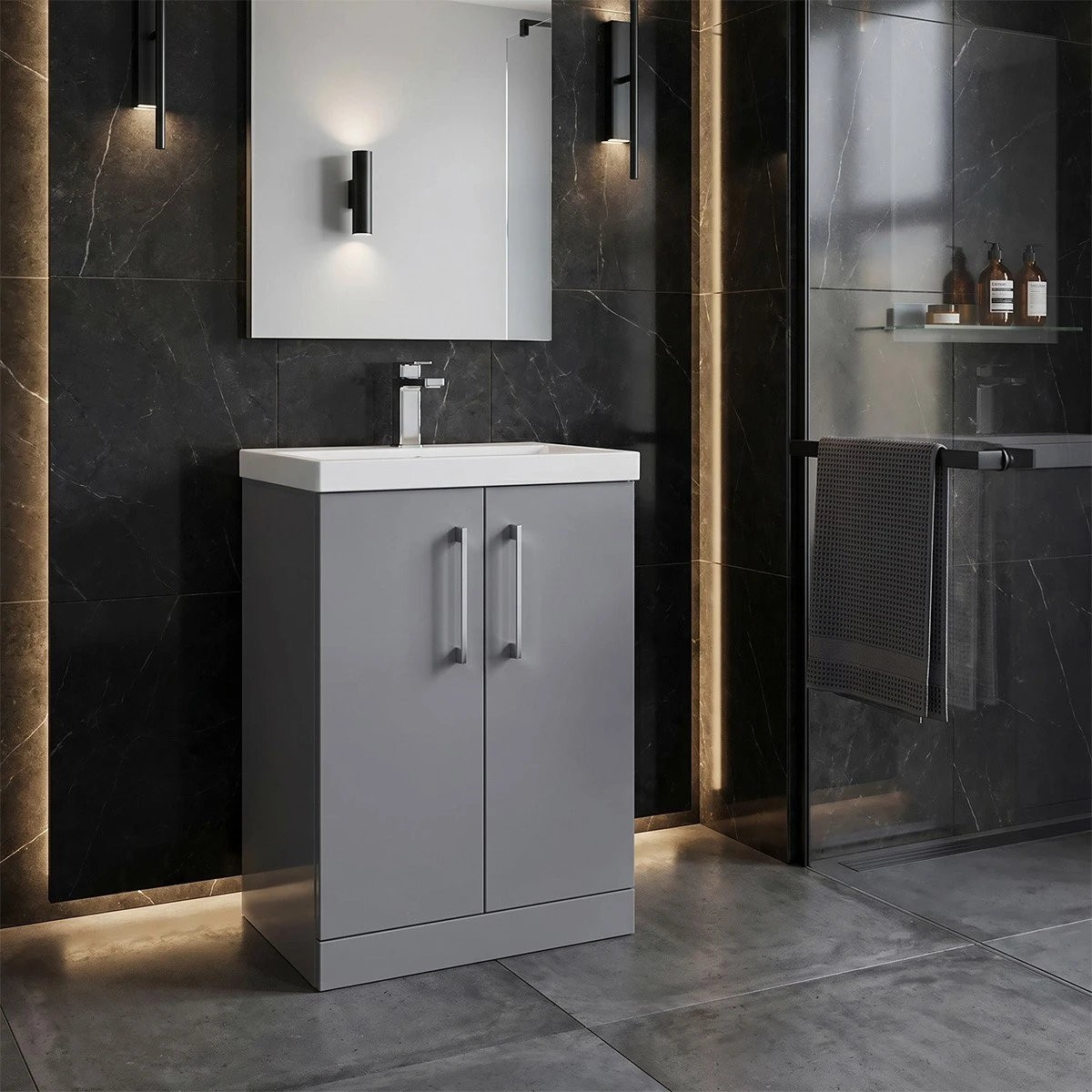Arno Satin Grey Vanity Unit & Basin 600mm