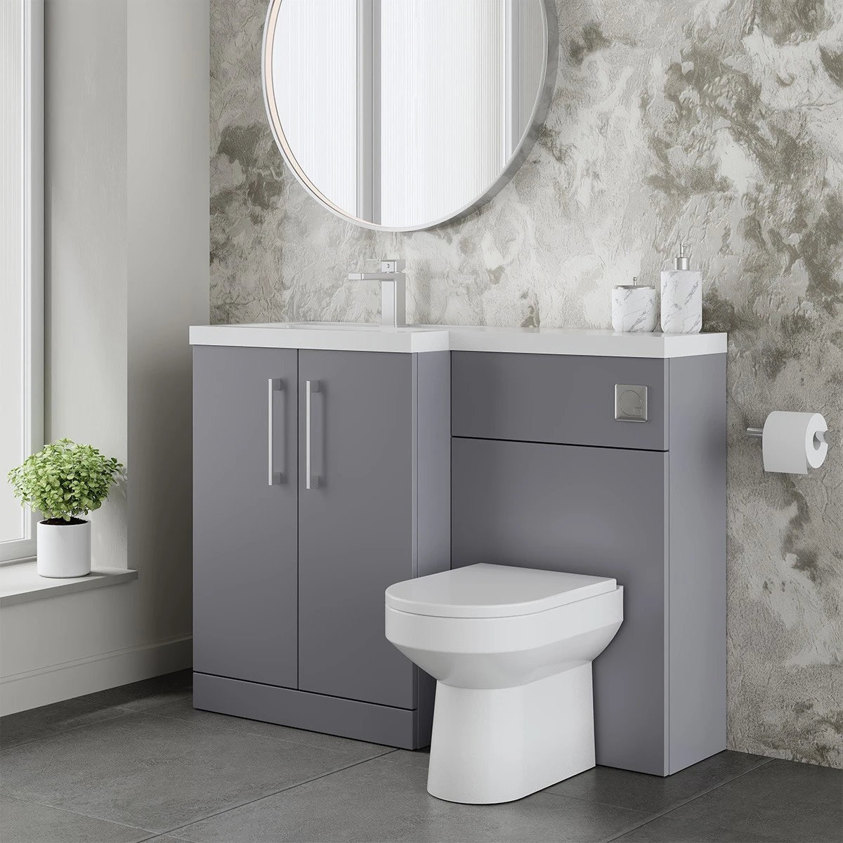 Arno Satin Grey Combination Toilet & Basin Unit 1100mm Left Hand