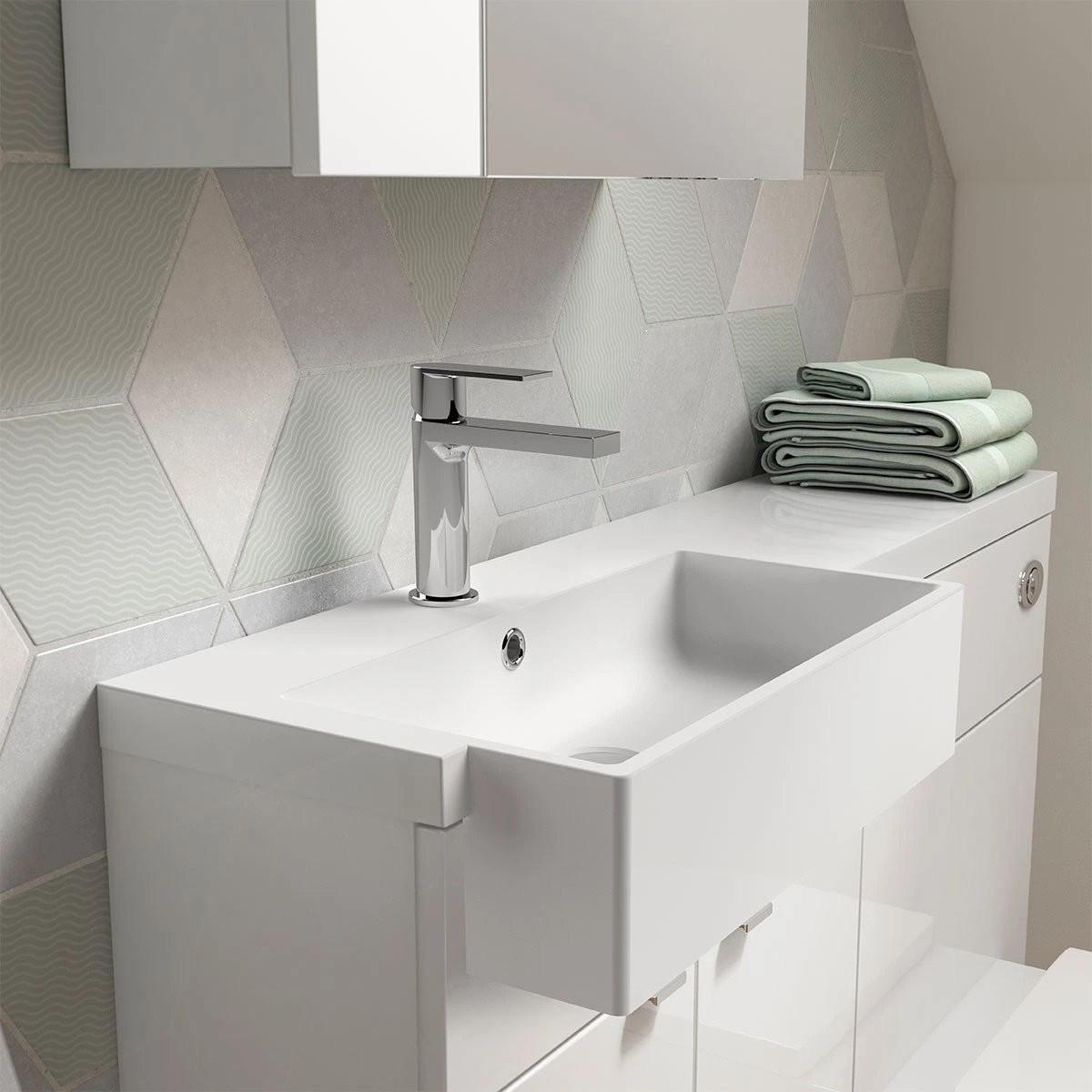 Fusion Gloss White J Shaped Combination Unit 1000mm Left Hand