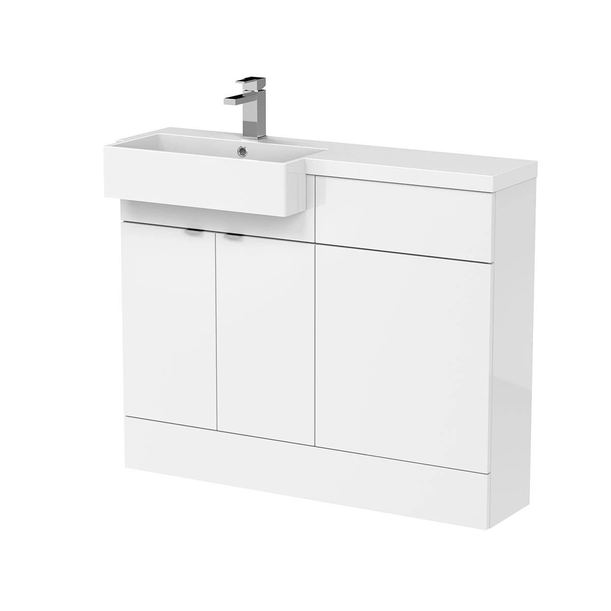 Fusion Gloss White J Shaped Combination Unit 1000mm Left Hand