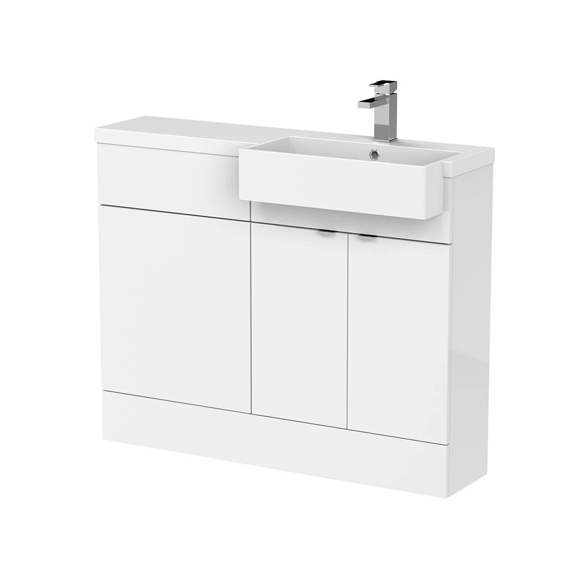 Fusion Gloss White J Shaped Combination Unit 1100mm Right Hand