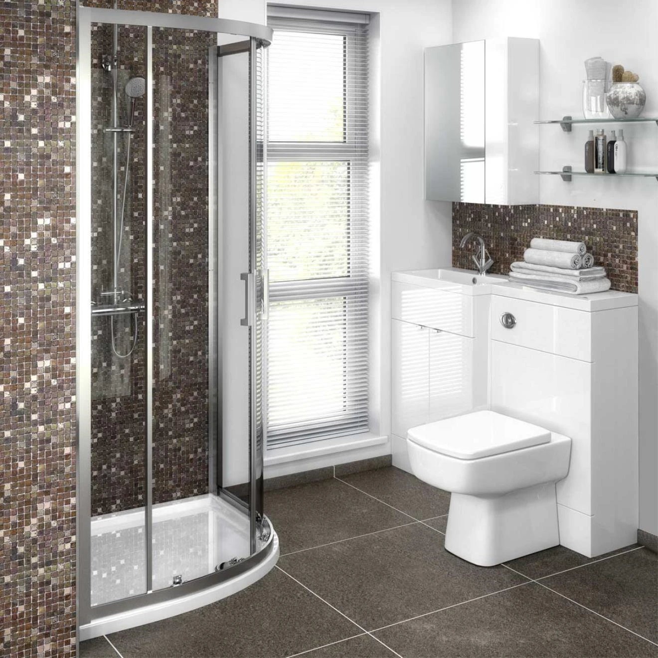Fusion Gloss White Combination Unit & Basin 1000mm Left Hand