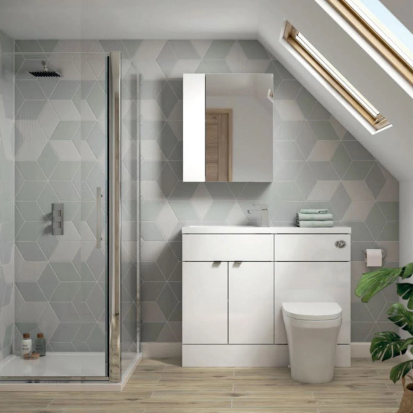 Fusion Gloss White Combination Unit & Basin 1100mm Left Hand