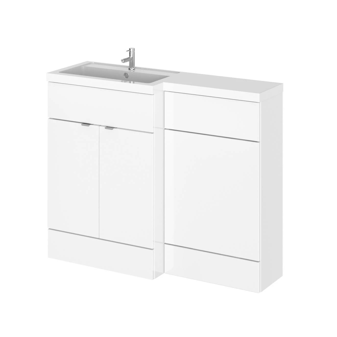 Fusion Gloss White Combination Unit & Basin 1100mm Left Hand