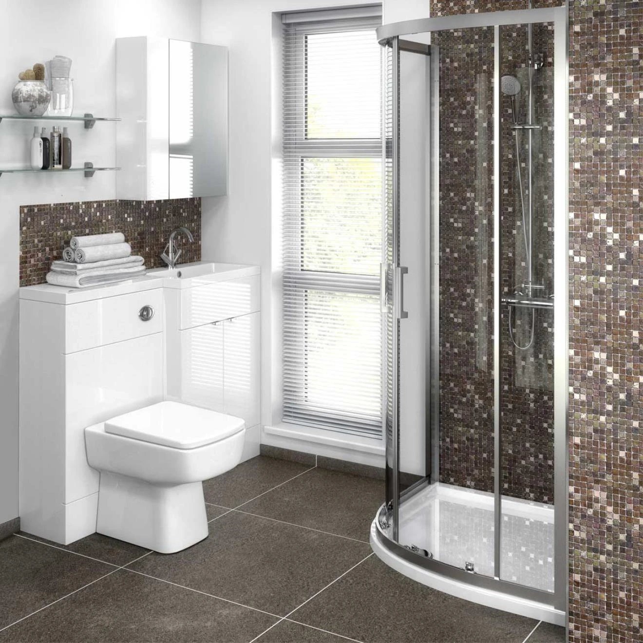 Fusion Gloss White Combination Unit & Basin 1100mm Right Hand