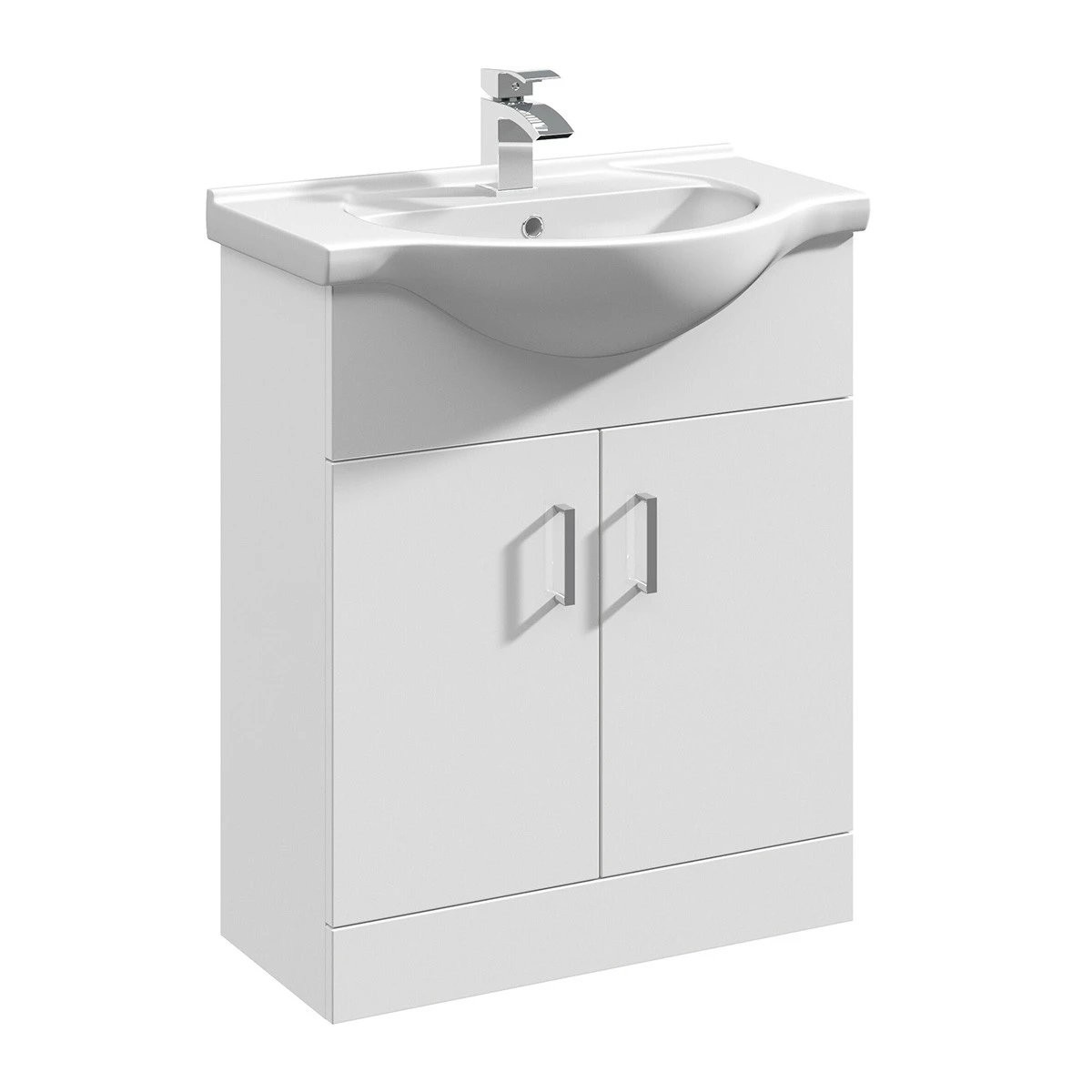 Arctic Gloss White Vanity Unit & Round Basin 650mm