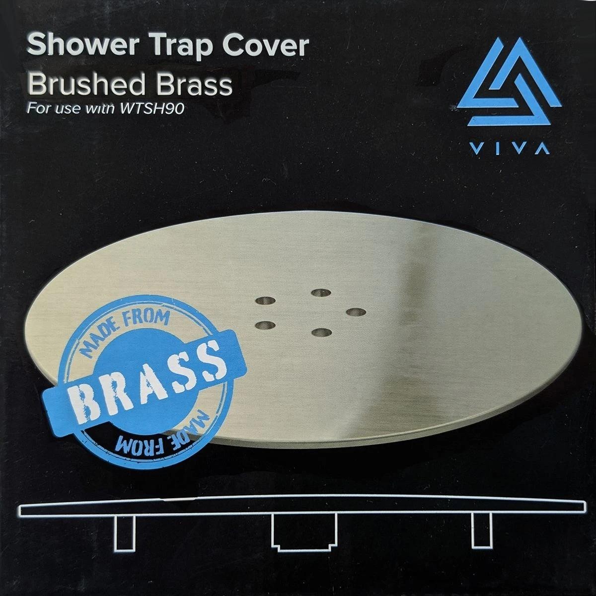 Luxury 90mm Shower Waste & Trap Brushed Brass on Brass Cover Plate