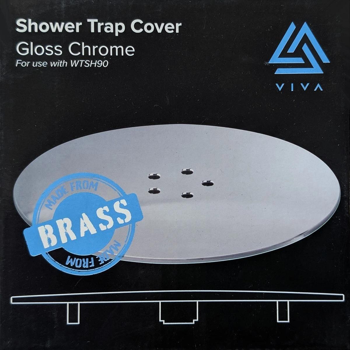 Luxury 90mm Shower Waste & Trap Gloss Chrome on Brass Cover Plate