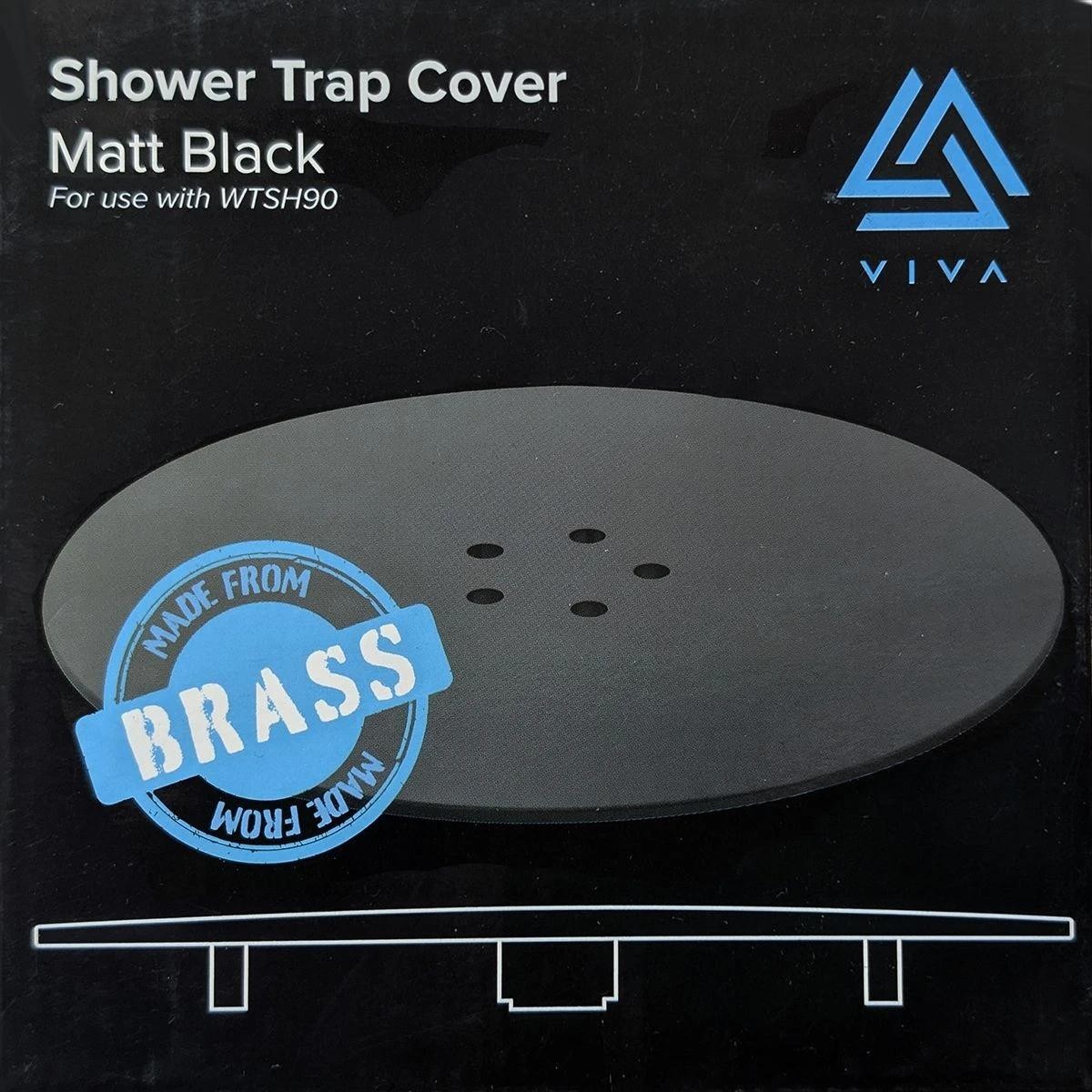 Luxury 90mm Shower Waste & Trap Matt Black on Brass Cover Plate
